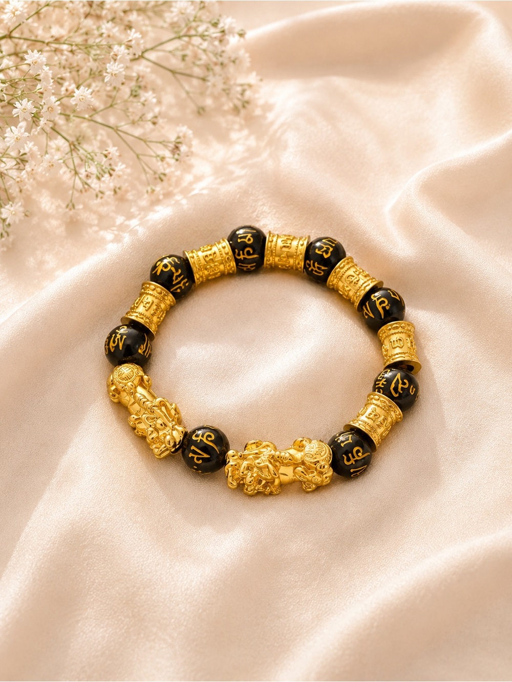 Gold and Black Feng Shui Pi Xiu Bracelet